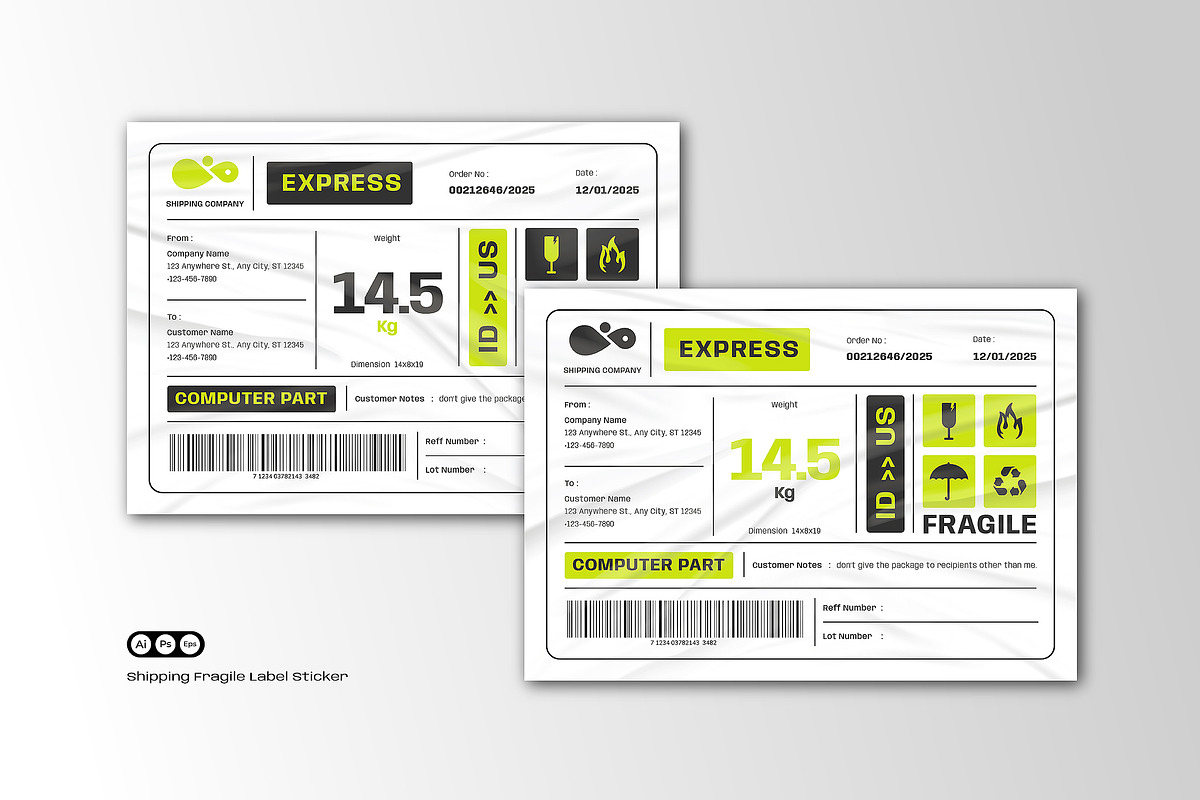 Shipping Fragile Barcode Sticker, a Print Template by Siska Arista (Photo 1 of 3)