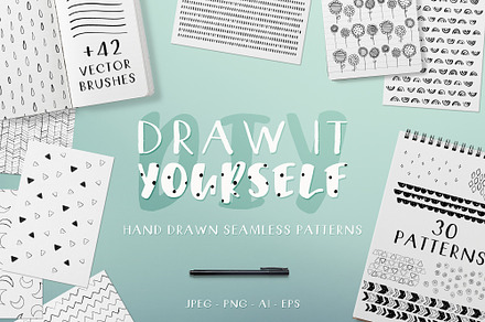 DIY Hand Drawn Seamless Patterns