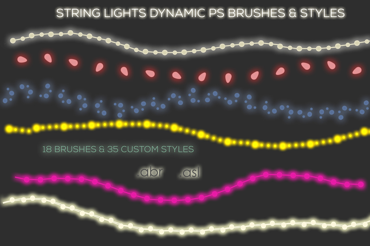 PS String Lights Brushes & Styles preview 3