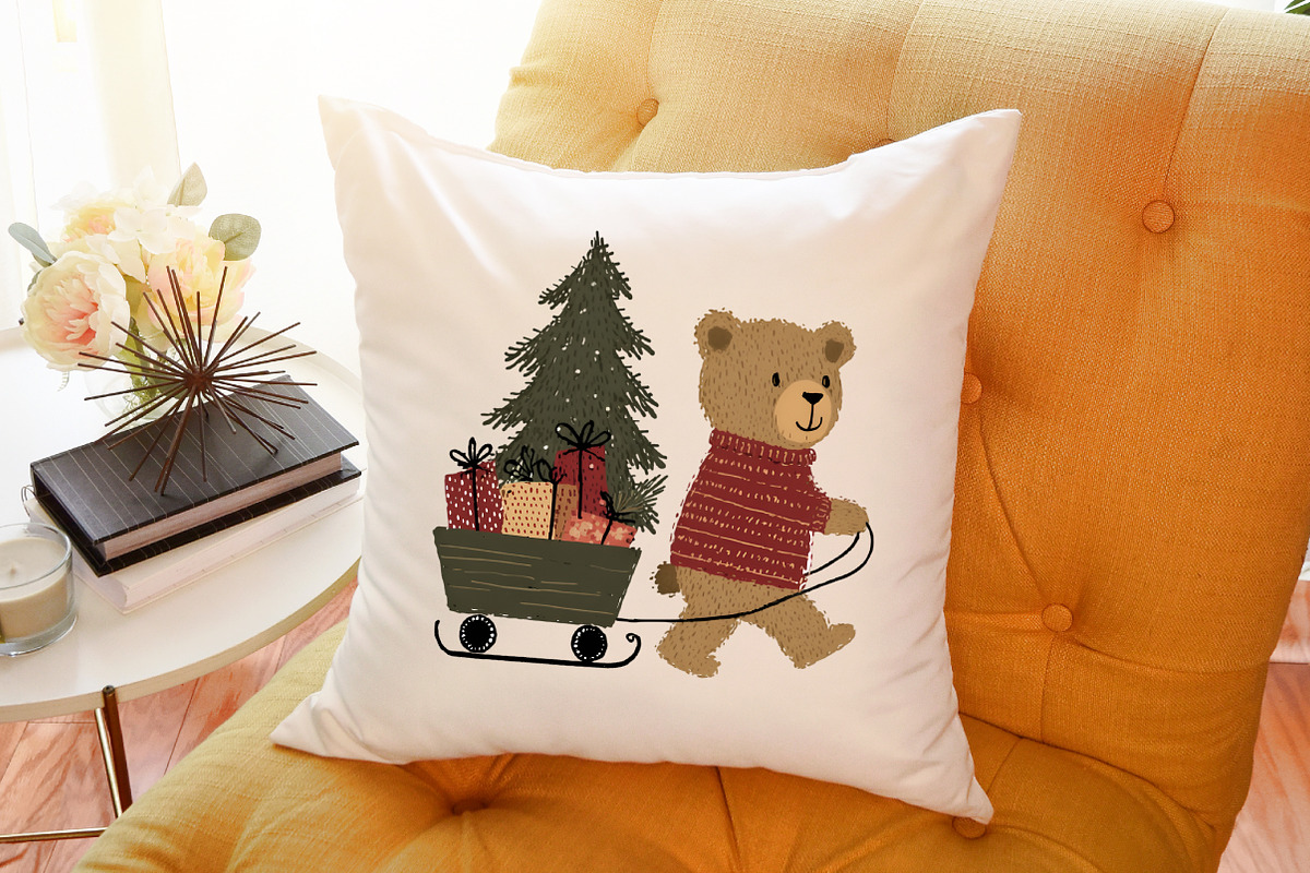 Watercolor Christmas Teddy Bear Clip, an Animal Illustration by Sublimation Artist (Photo 6 of 6)