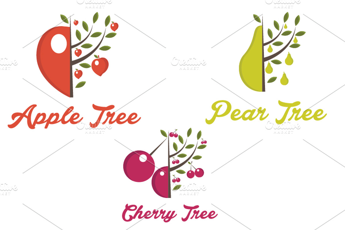 Set of fruit trees, an Illustration by UVAconcept