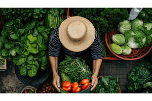 A person wearing a straw hat holds, a Person Photo by Sergey Kotenev