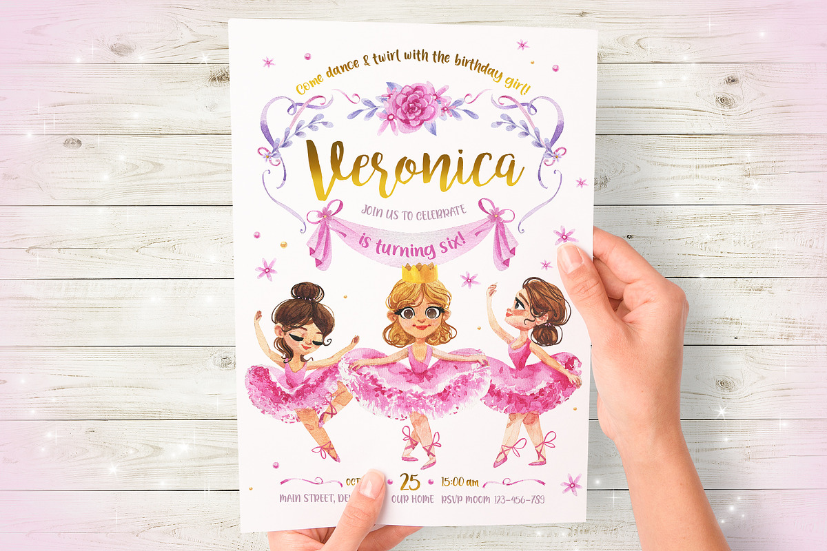 Cute Ballerinas watercolor set, an Illustration by KatBranchArt (Photo 3 of 3)