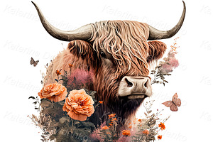 5 Highland Cow Watercolor Print