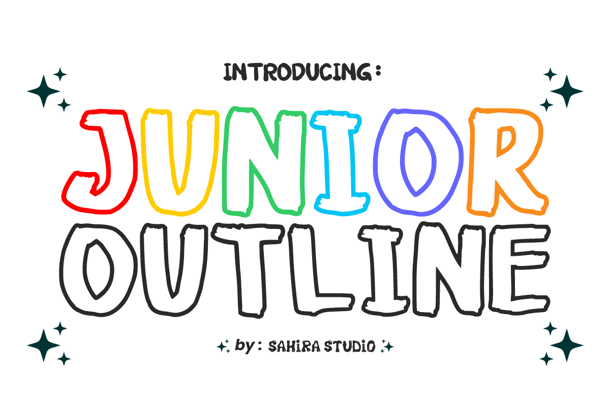 Junior Outline - Hand Drawn Font, a Handwritten Font by Sahira Studio (Photo 1 of 4)