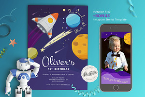 Space Birthday Invitation