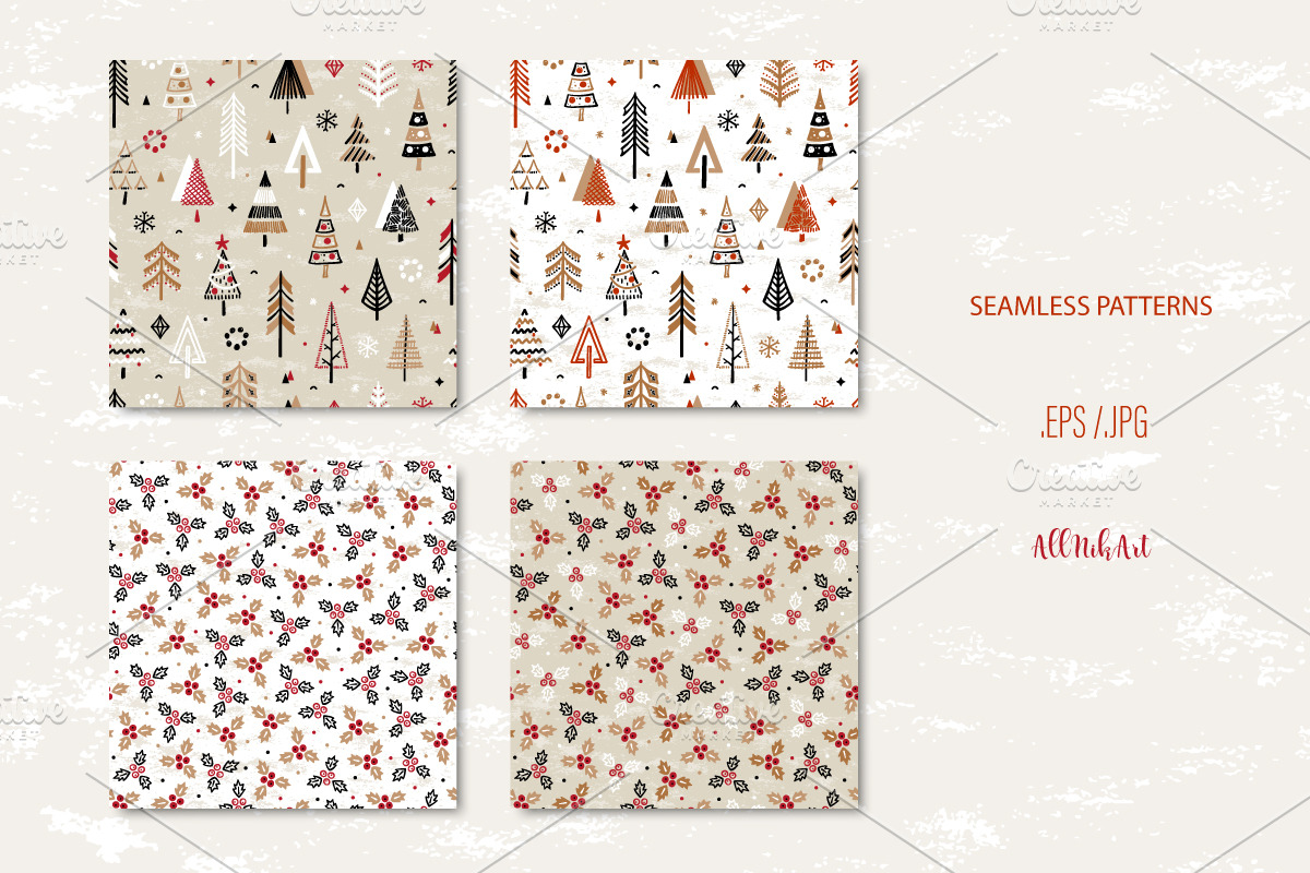 Christmas Patterns Collection, a Pattern Graphic by AllNikArt (Photo 3 of 4)