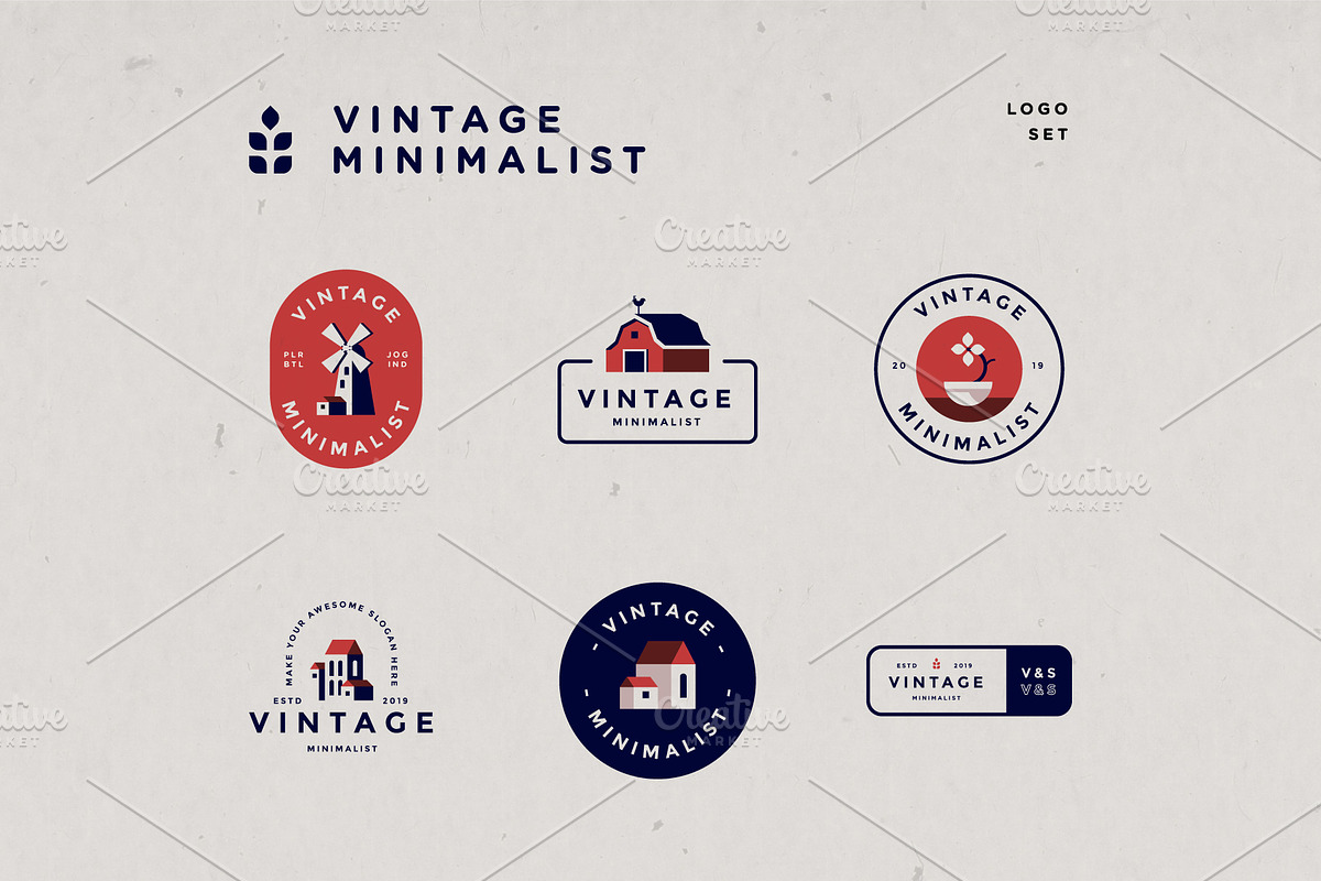 6 Vintage Minimalist Farm Logo Set, a Branding & Logo Template by Ikhwan Hakim (Photo 3 of 7)