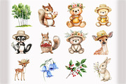 Watercolor Woodland Animals Clipart, an Illustration by Design Market (Thumbnail 4 of 5)