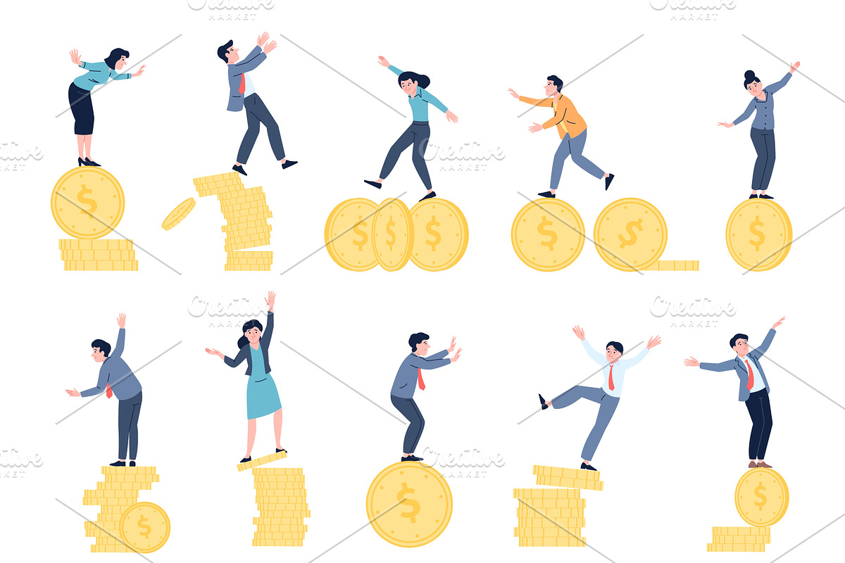 Financial instability. Balancing on, a Finance Illustration by LadadikArt