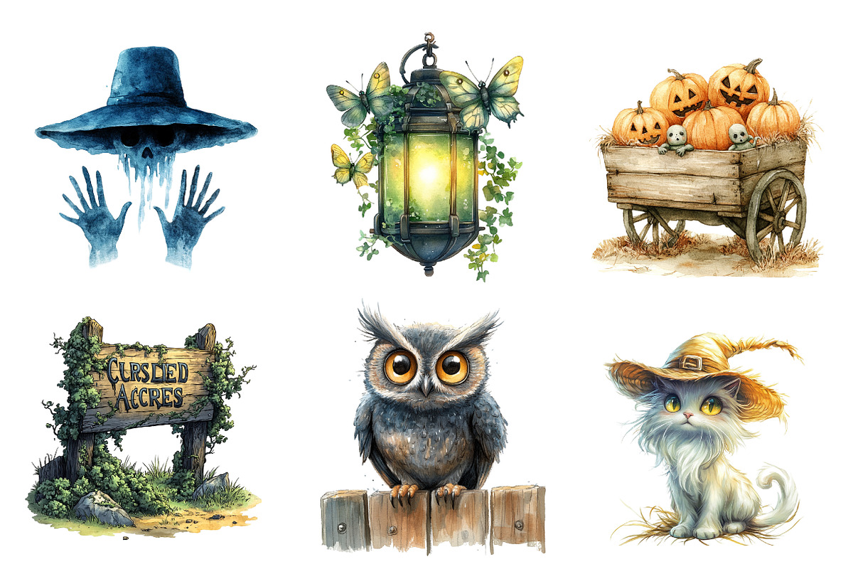 Creepy Halloween Farm Clipart Png, an Illustration by CreationArt (Photo 3 of 4)