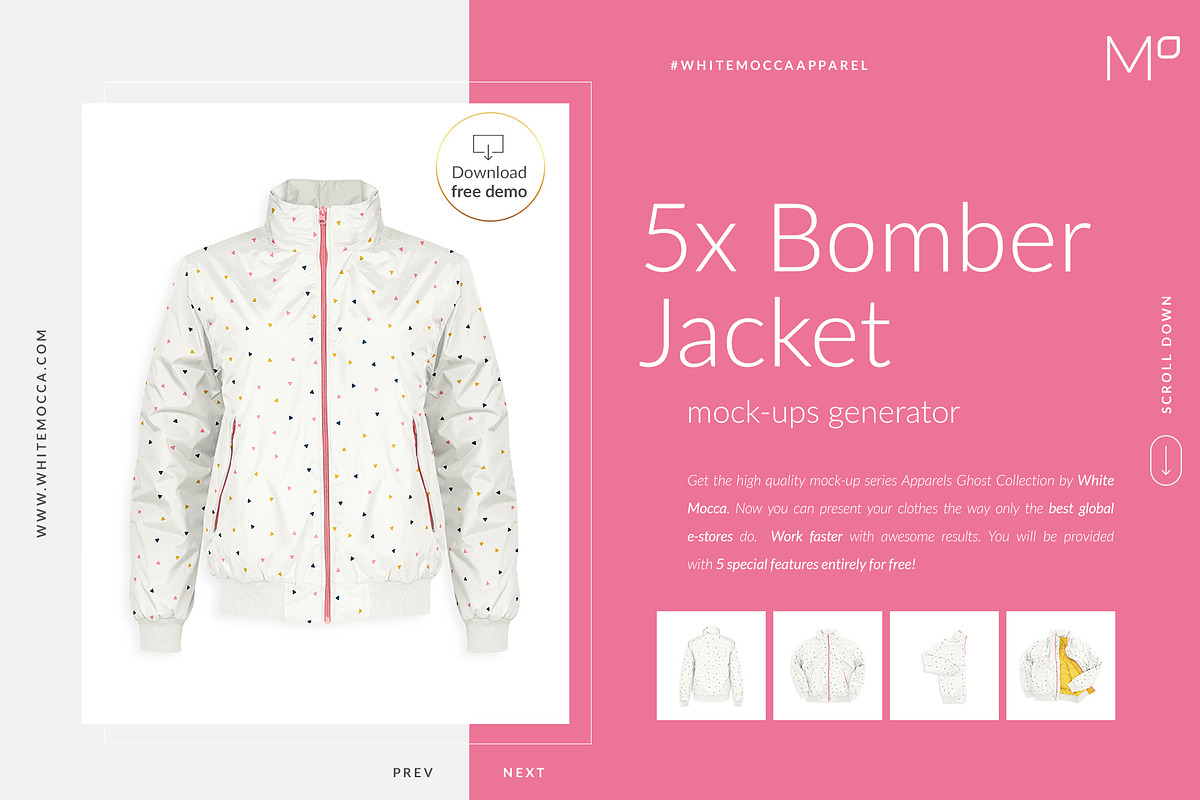 Bomber Jacket Ghost Mockups Set FREE, a Books & Magazine Mockup by Apparel_Mockups (Photo 5 of 21)