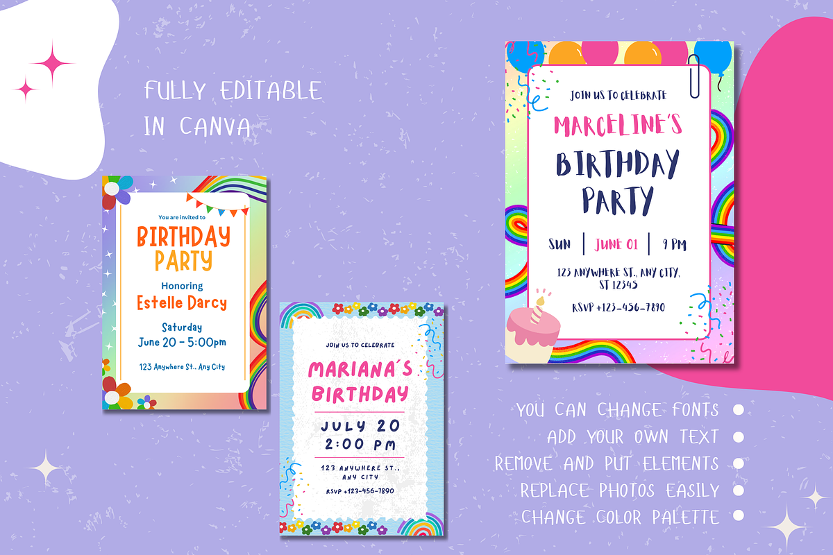 Rainbow Happy Birthday Invitations, a Templates & Theme by TemplateCastleStore (Photo 9 of 9)