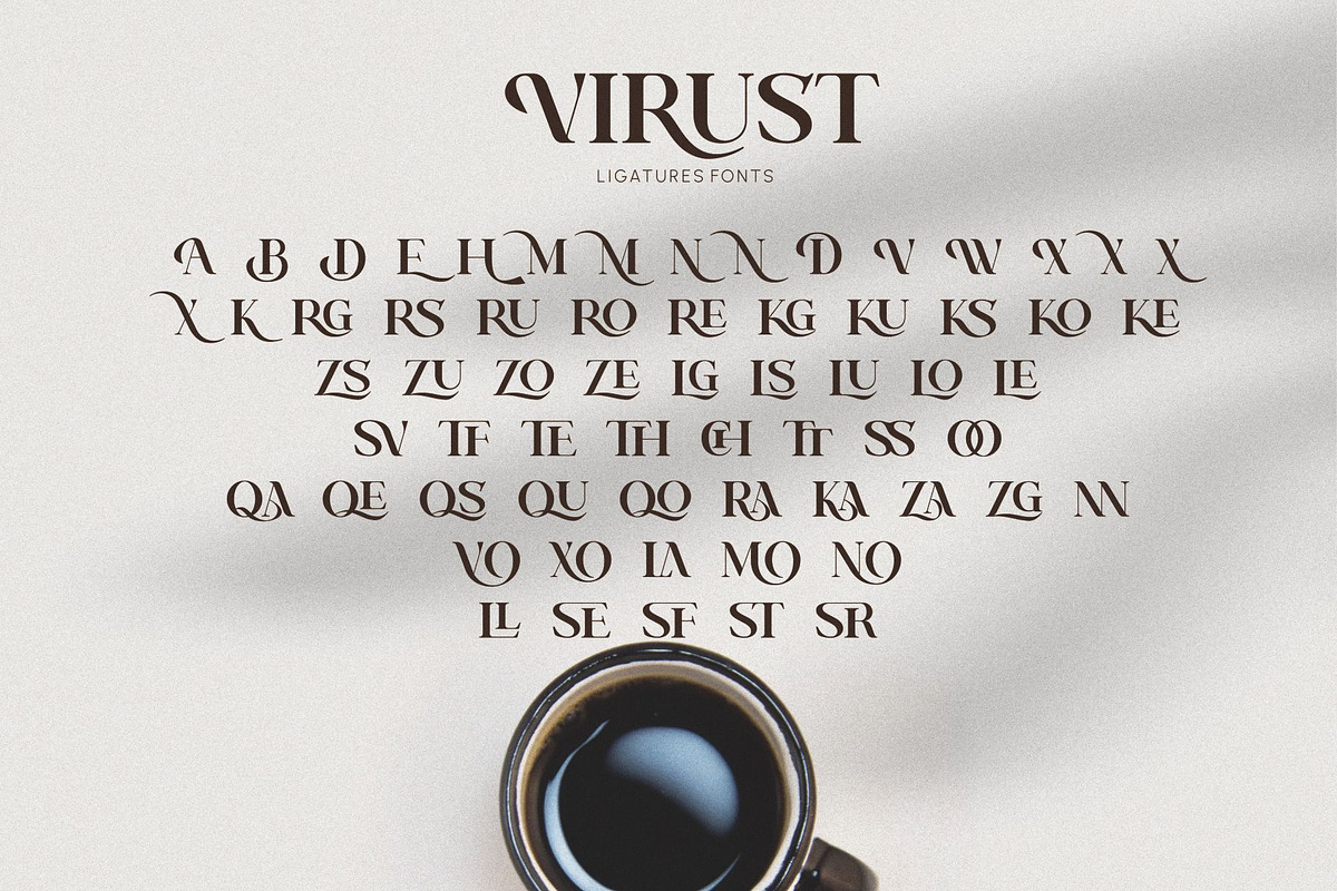 Virust _ Serif Ligature Font, a Serif Font by Penatic Studio (Photo 9 of 10)