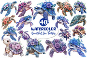 Beautiful Sea Turtles Clipart Bundle, an Illustration by Dream Creation (Thumbnail 1 of 4)