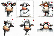 Funny Peeking Valentine Cow Clipart, an Illustration by Libby Wishes (Thumbnail 2 of 8)
