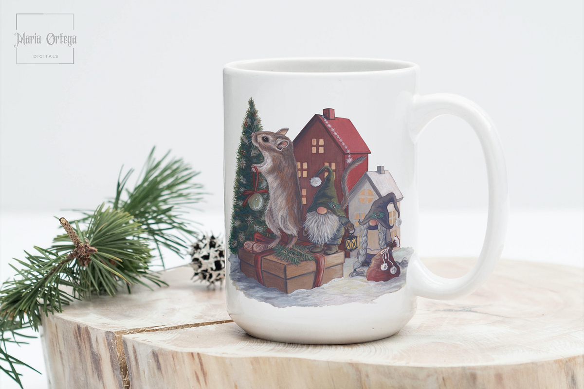 Gnomes and Gerbil Christmas Scene, an Illustration by MariaOrtegaDigitals (Photo 3 of 5)