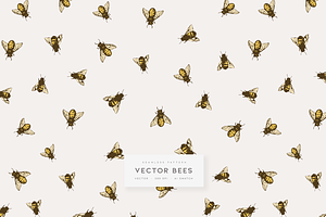 Vector Bees Seamless Pattern