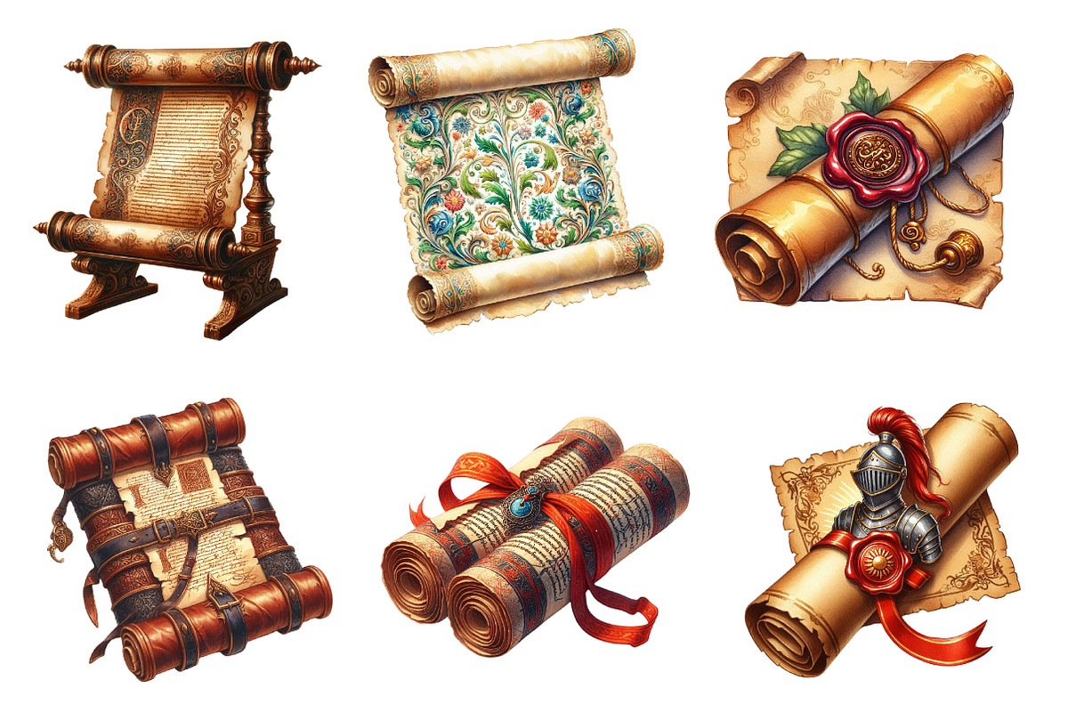 Vintage Medieval Scroll Clipart, a Graphic by CitraGraphics (Photo 4 of 4)