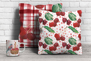 Watercolor Cherry Patterns