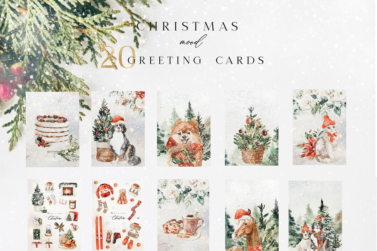 Christmas mood - watercolor set, a Seasonal Illustration by Youksy (Photo 17 of 20)