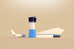 Cartoon Low Poly Airport