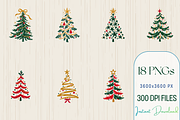 18 Hand Painted Christmas Trees PNG, a Seasonal Illustration by Ink Gallery (Thumbnail 5 of 13)