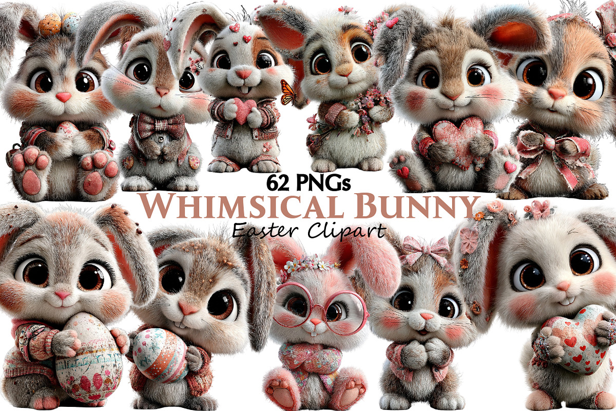 Whimsical Easter Bunny Clipart, an Illustration by Pixels.Craft (Photo 1 of 5)