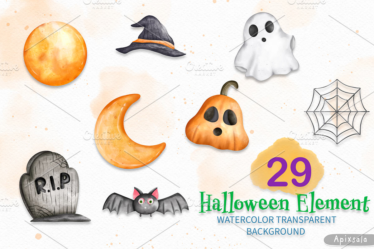 Haunted House Halloween Clipart, a Decorative Illustration by Apixsala (Photo 7 of 14)