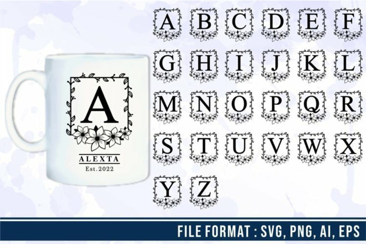 Floral Alphabet Monogram Letter SVG, a Graphic by D2PUTRI (Photo 12 of 27)