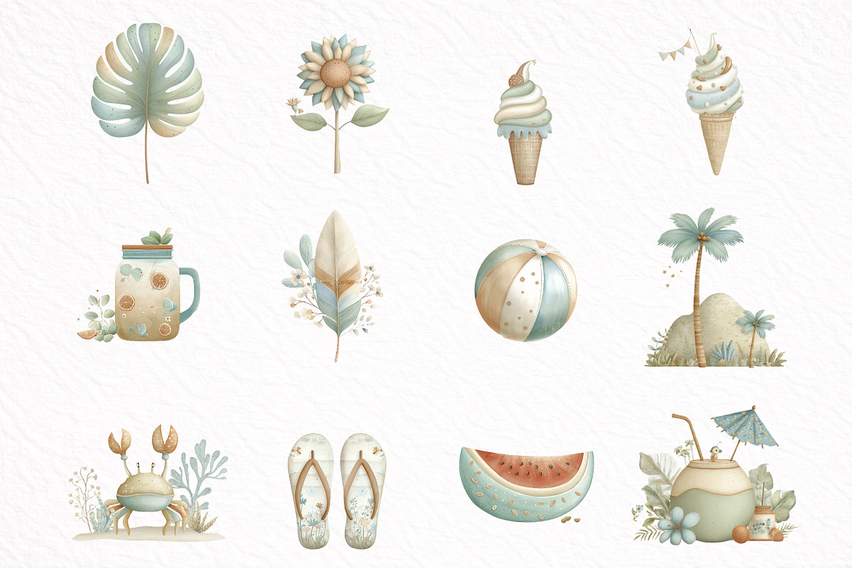 Whimsical Summer Clipart Bundle, an Illustration by DreamArtGraphic (Photo 5 of 8)
