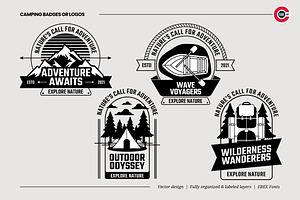 Badges or Emblem Logos for Camping, a Branding & Logo Template by C-Kav