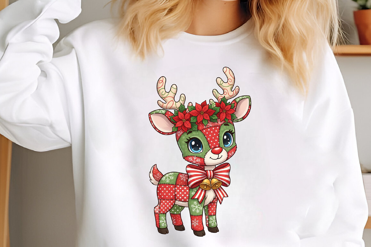 Christmas Deer Patchwork PNG, an Illustration by Libby Wishes (Photo 6 of 8)