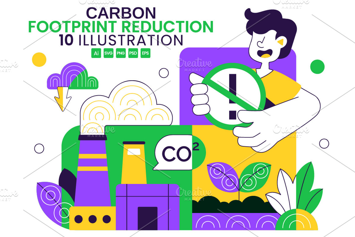 10 Carbon Footprint Reduction, a Technology Illustration by denayunebgt (Photo 1 of 4)
