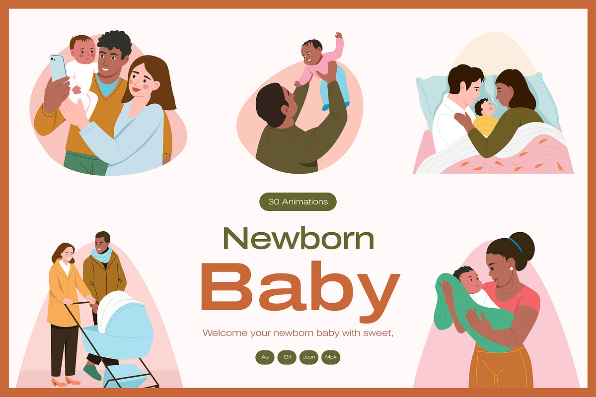 Animated Newborn Baby Illustration, a Person Illustration by Brickclay (Photo 1 of 4)