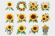 Watercolor Sunflower Clipart, a Seasonal Illustration by Design Market (Thumbnail 4 of 5)