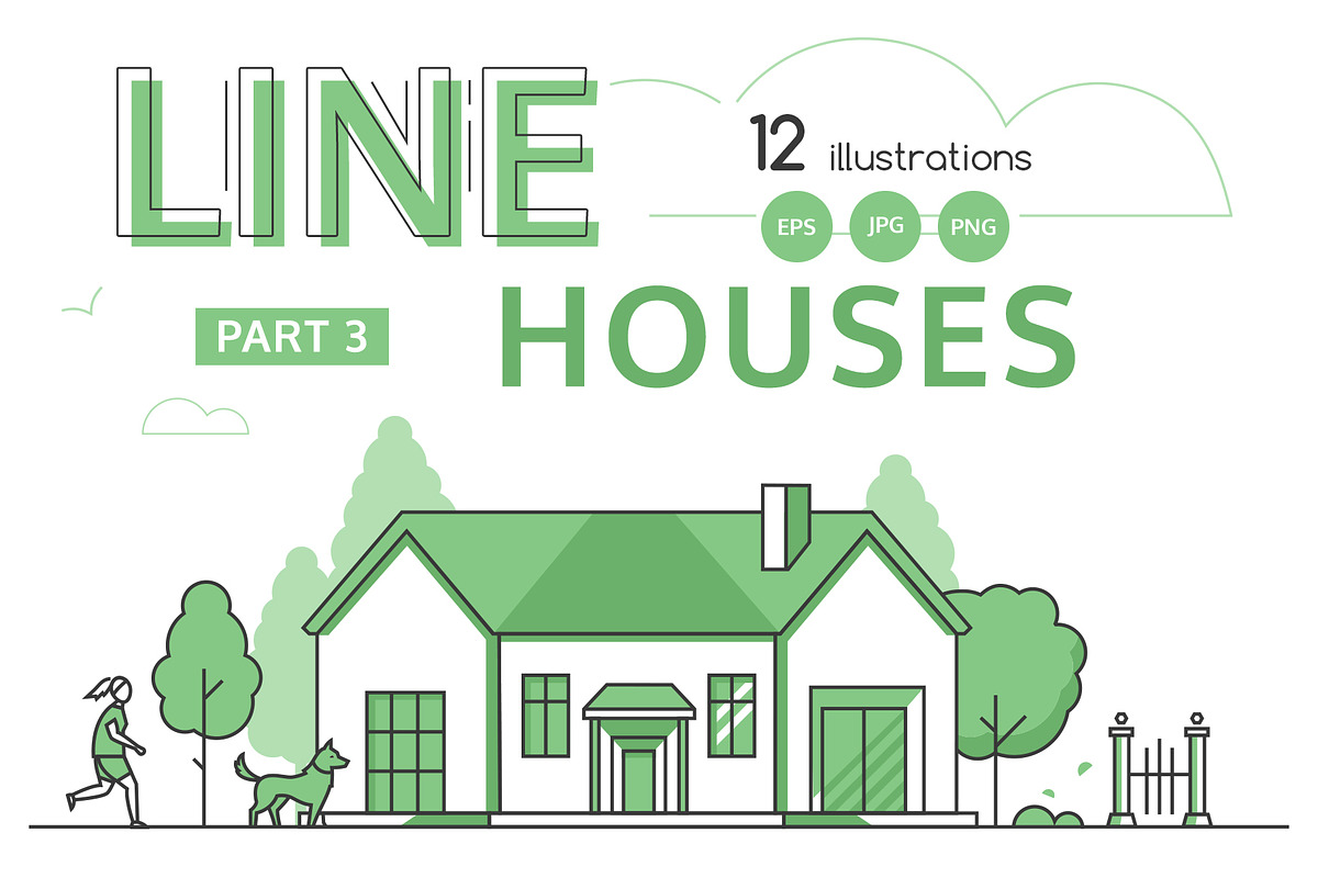 Set of line design cottage houses, an Illustration by Boyko Pictures (Photo 1 of 8)