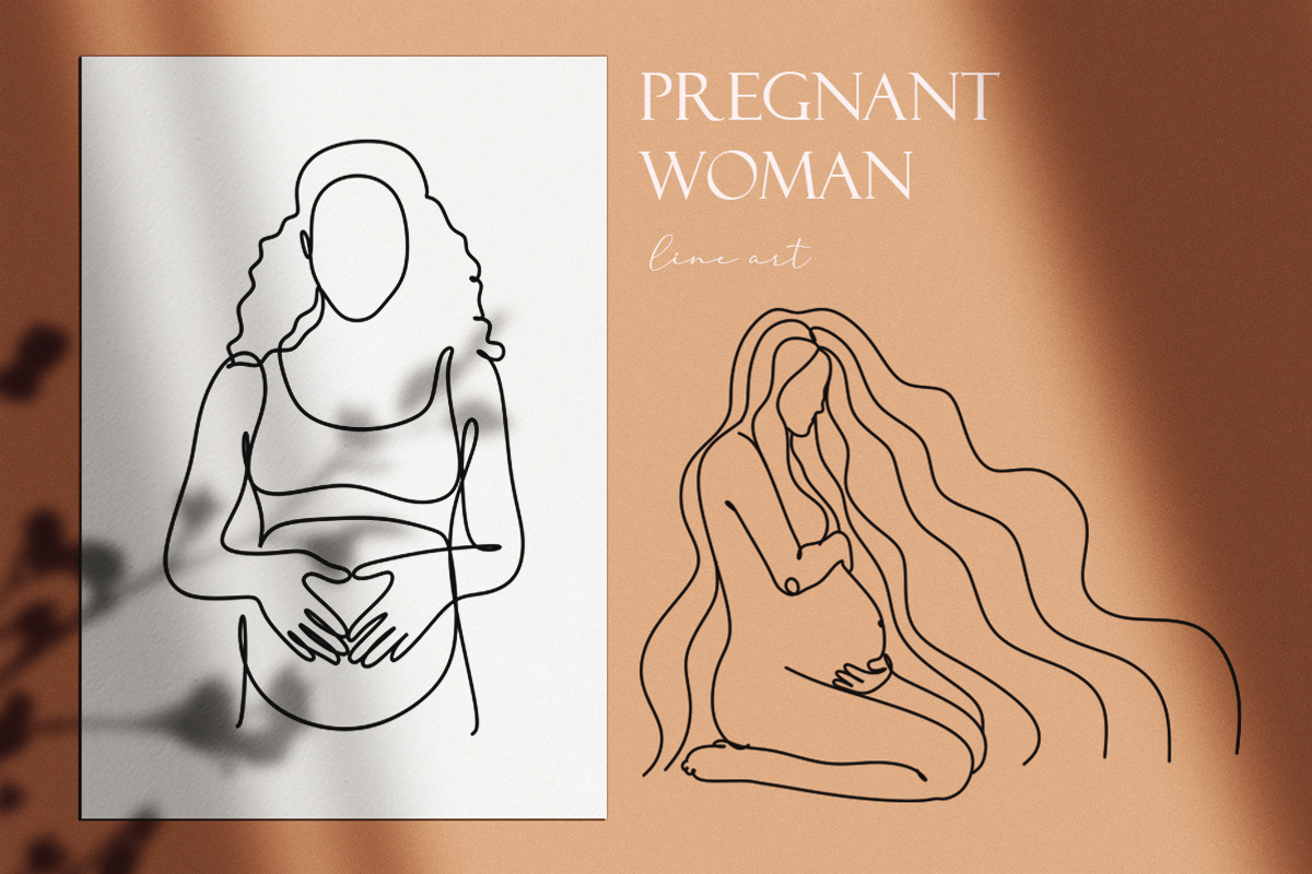 Pregnant woman line art, a Healthcare Illustration by velychko.ua (Photo 8 of 11)