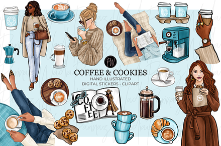 Coffee & cookies clipart bundle png, a Food Illustration by Parinaz Wadia Design