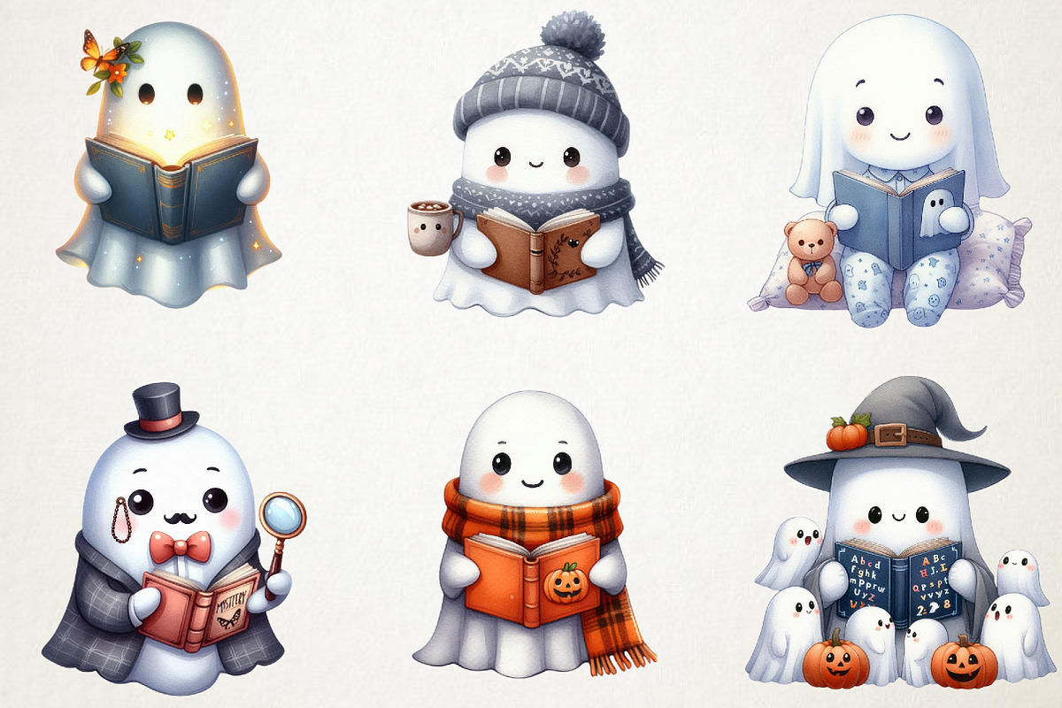 Ghost with Book Clipart, an Illustration by RobertsArt (Photo 4 of 7)