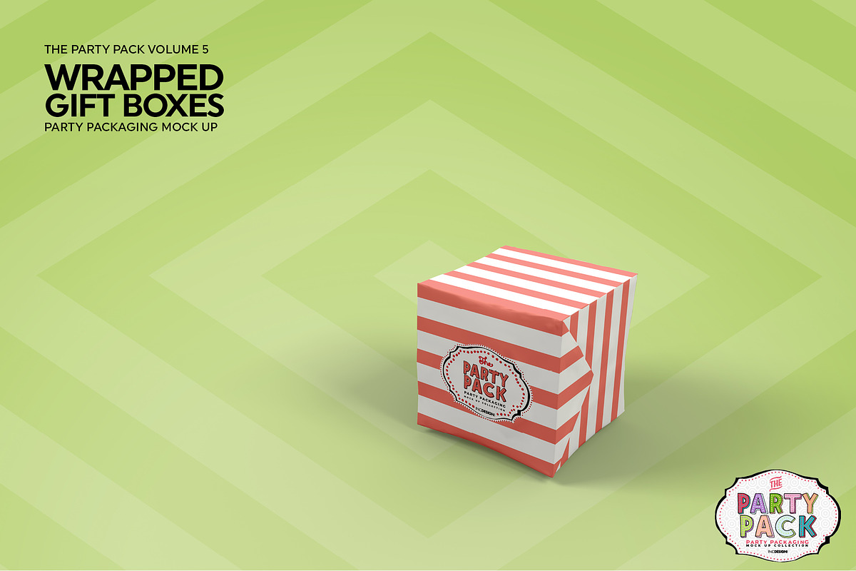 Wrapped Gift Boxes Packaging Mockup, a Packaging Mockup by INCDesign (Photo 4 of 7)