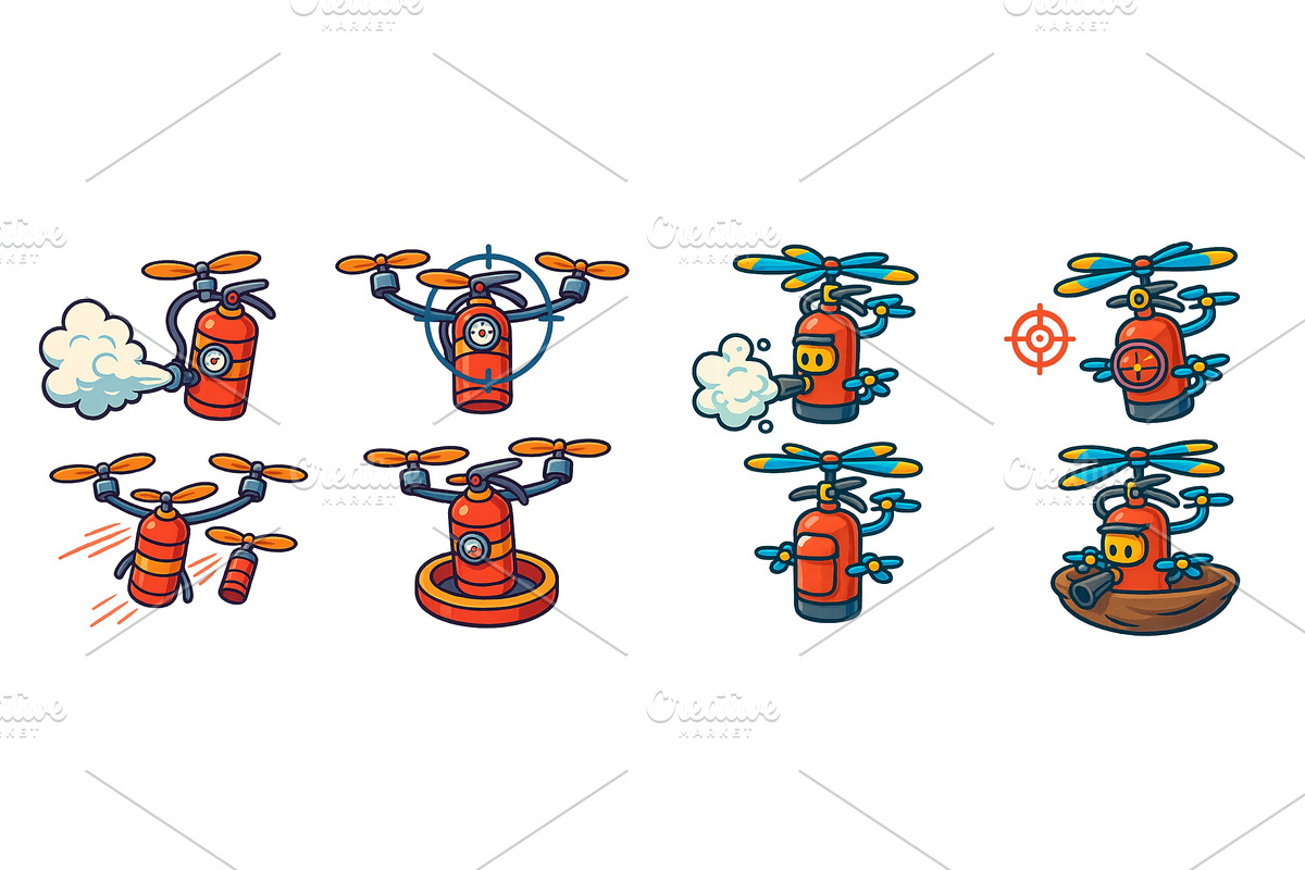 Firefighting drones with, a Technology Illustration by ZinetroN
