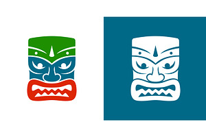 Tiki mask with fierce mouth, an Illustration by GraphiShop