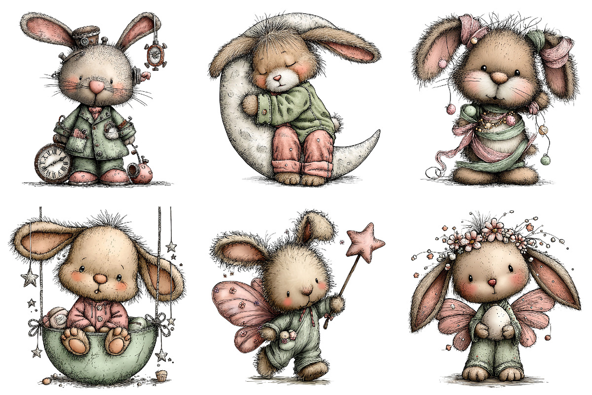 Quirky Easter Bunny Clipart, an Illustration by Dream Creation (Photo 3 of 6)