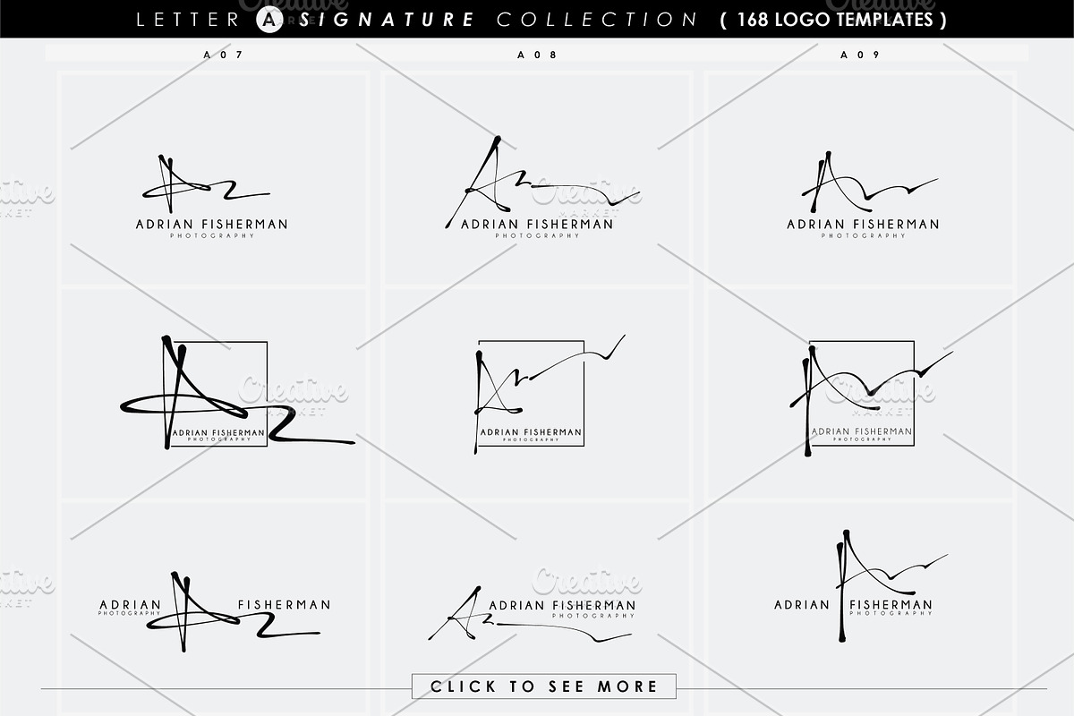 168 LETTER A SIGNATURE monogram logo, a Branding & Logo Template by Whimsical Logoshop (Photo 9 of 16)