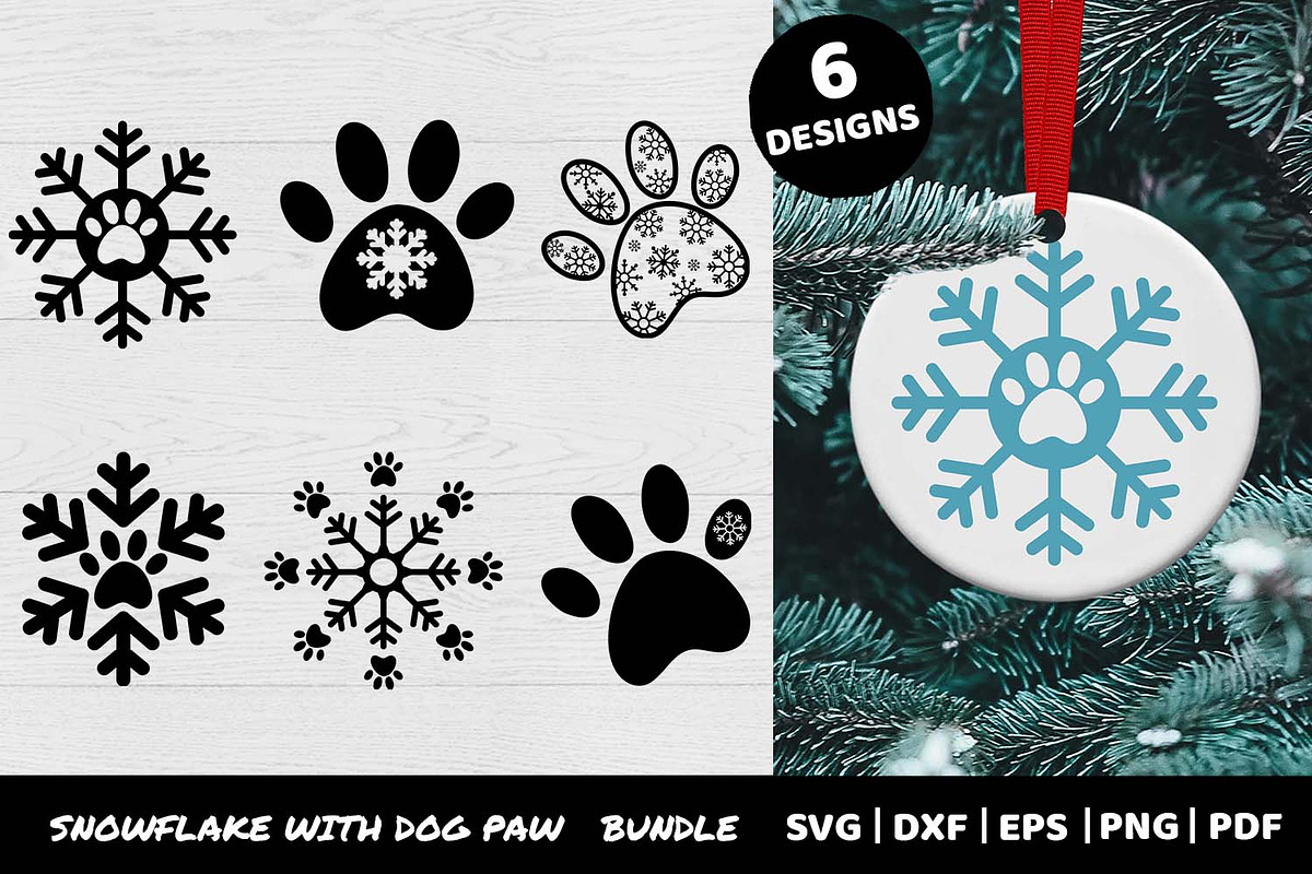 Snowflake Dog Paw Bundle, an Object Graphic by Irina Ostapenko (Photo 1 of 3)