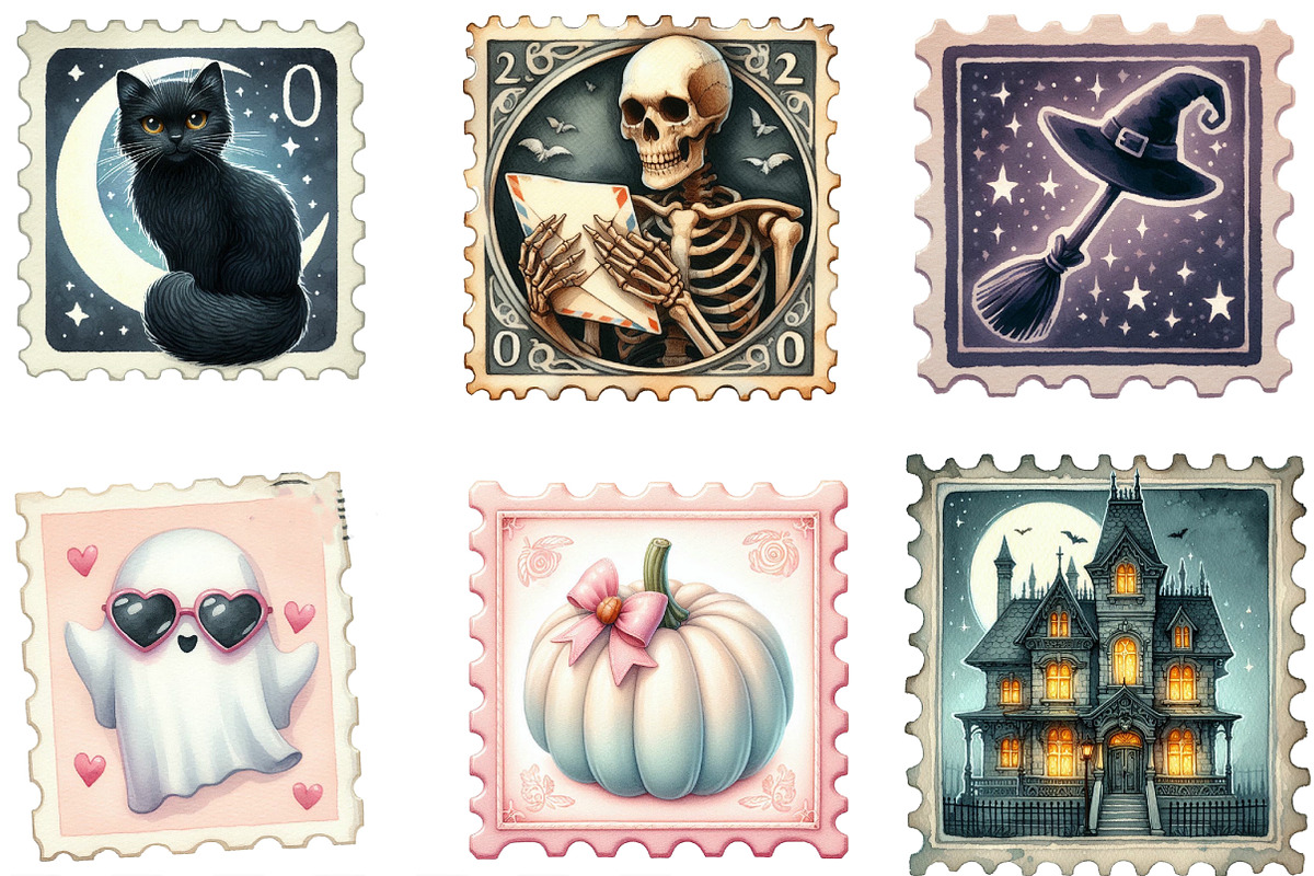 Halloween Faux Postage Stamps, an Illustration by Designking (Photo 3 of 4)