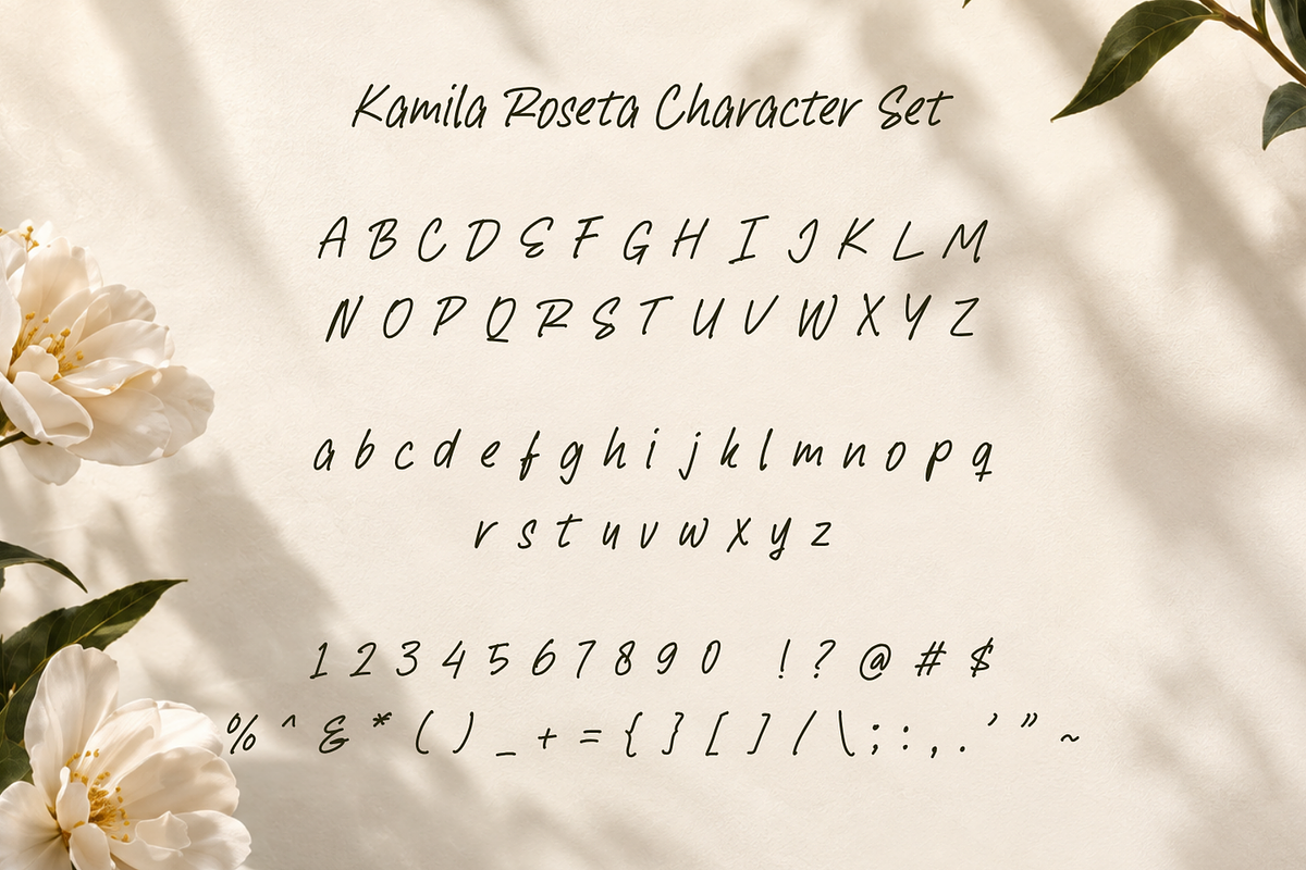Kamila Roseta – Handwritten Font, a Script Font by Bekhair Studio (Photo 4 of 16)