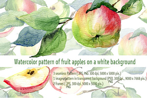 Watercolor illustrations of apples