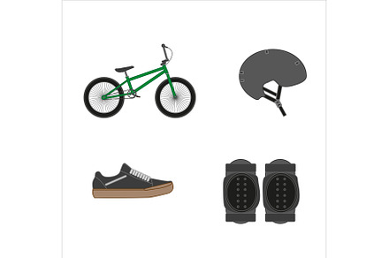 bmx bike riding objects on white bac